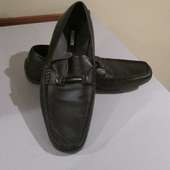 Madden Black Faux Vegan Leather Dress Slip On with Buckle Loafers Shoes sz 9.5 main image 4
